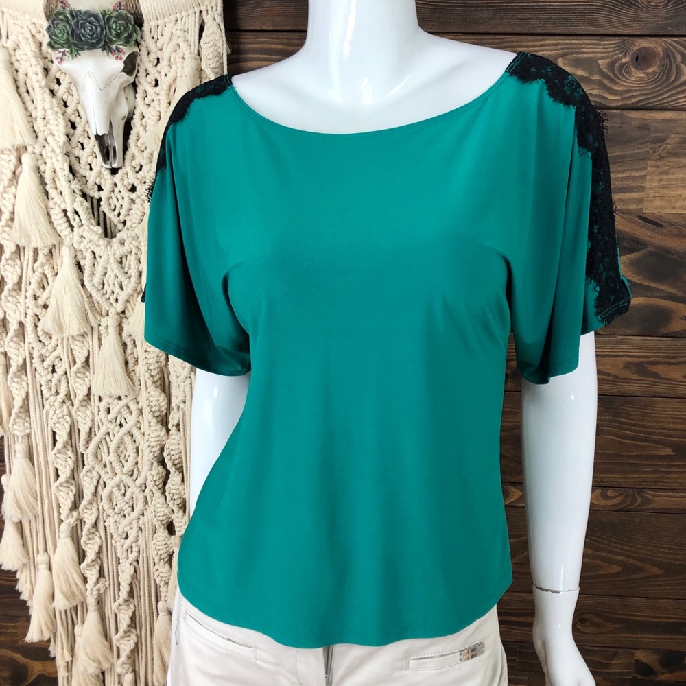 Bleeker & Mcdougal | Dolman Lace Teal Blouse